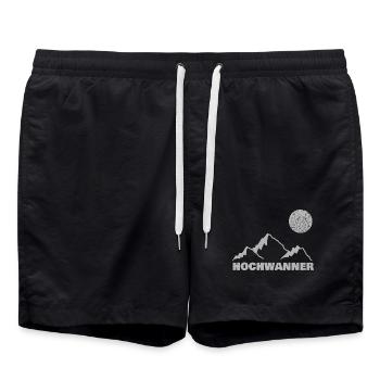 Hochwanner Bergsilhouette Mond - Badeshorts - Schwarz - Vorne - AI Model Male 185 light (185cm)