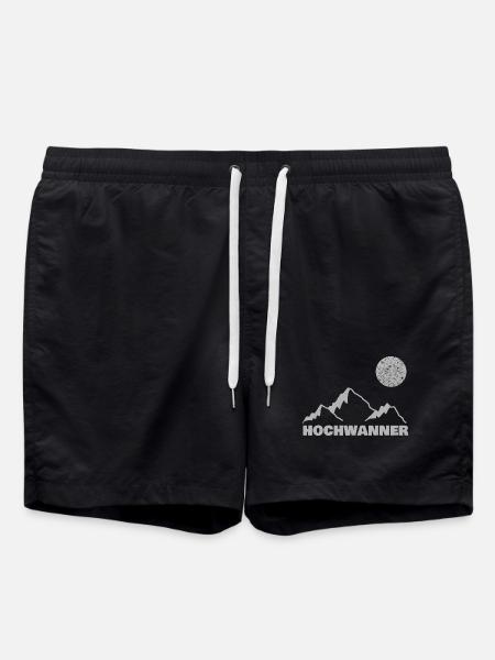 Hochwanner Bergsilhouette Mond - Badeshorts - Schwarz