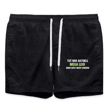Mega Leid Typografie Schriftzug - Badeshorts - Schwarz - Vorne - AI Model Male 185 light (185cm)