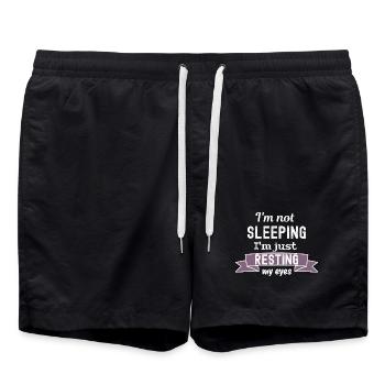 I'm not sleeping - I'm just restimg my eyes - Swim Trunks - black - Front - AI Model Male 185 light (185cm)