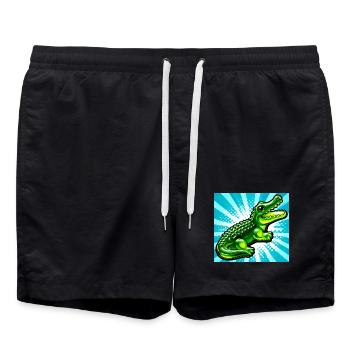 Krokodil - Badeshorts - Schwarz - Vorne - AI Model Male 185 light (185cm)