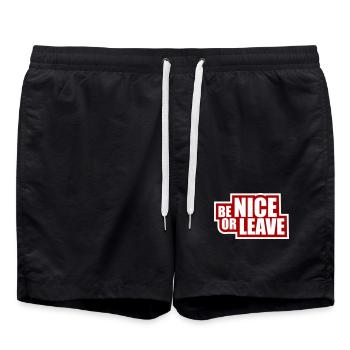 Attitude de « Sois gentil ou laisse » drôle de phrase - Short de bain - noir - Devant - AI Model Male 185 light (185cm)