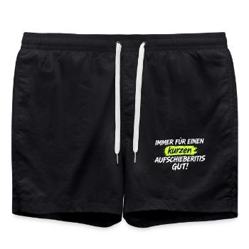 Kurze Aufschieberitis Humor Shirt - Badeshorts - Schwarz - Vorne - AI Model Male 185 light (185cm)