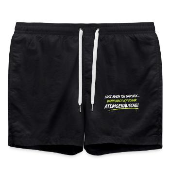 Atemgeräusche Neon-Spruch - Badeshorts - Schwarz - Vorne - AI Model Male 185 light (185cm)
