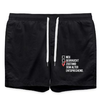 Zustand Dem Alter Entsprechend Oldtimer Geburtstag - Badeshorts - Schwarz - Vorne - AI Model Male 185 light (185cm)