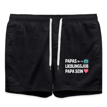 Papas Lieblingsjob Papa Sein Vater Vatertag Spruch - Badeshorts - Schwarz - Vorne - AI Model Male 185 light (185cm)