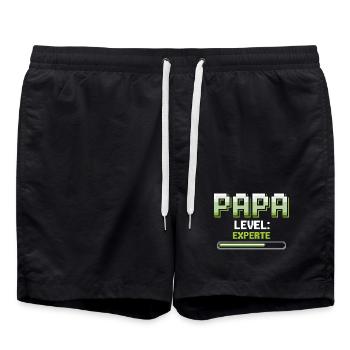 Papa Level Up Experte Gaming - Badeshorts - Schwarz - Vorne - AI Model Male 185 light (185cm)