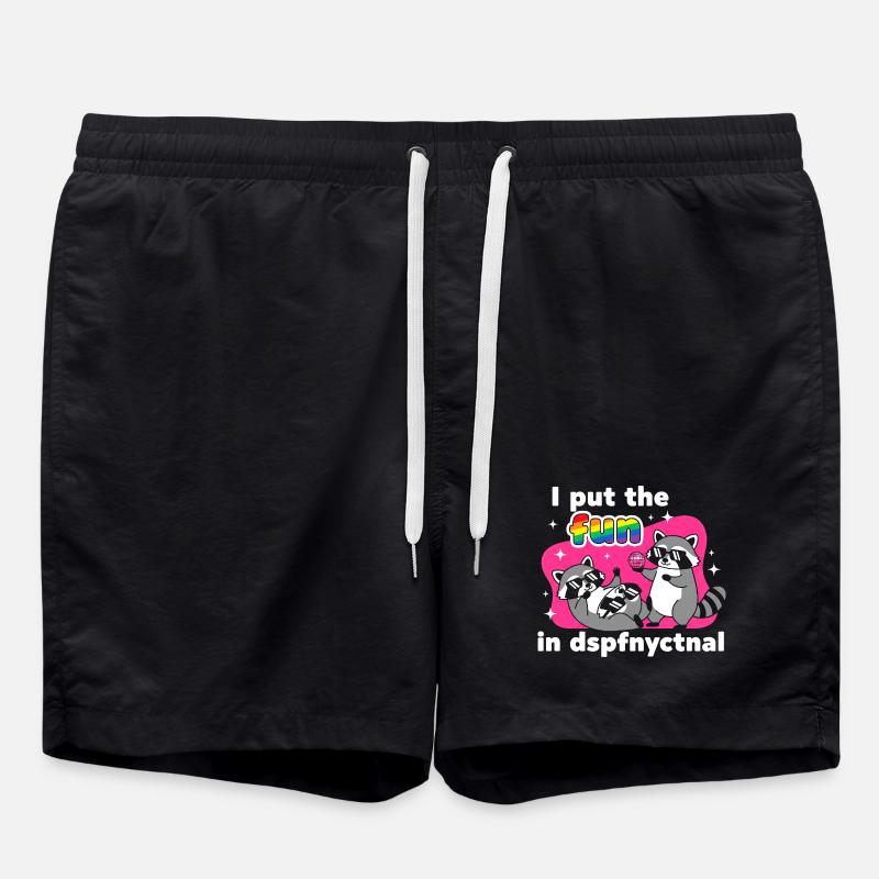 Disco Raccoons: Rainbow Fun - Swim Trunks - black