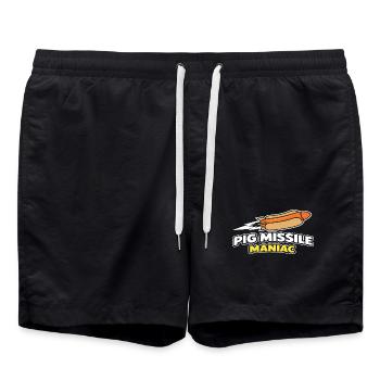 Pig Missile Maniac Drôle de Conception de la Roquette Hot Dog - Short de bain - noir - Devant - AI Model Male 185 light (185cm)