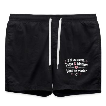 Secret Papa et Maman vont se marier - Short de bain - noir - Devant - AI Model Male 185 light (185cm)