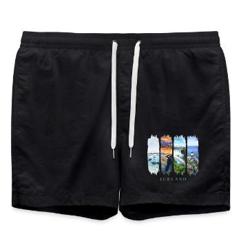 Iceland Urlaub Travel – Island Natur & Nordlicht - Badeshorts - Schwarz - Vorne - AI Model Male 185 light (185cm)