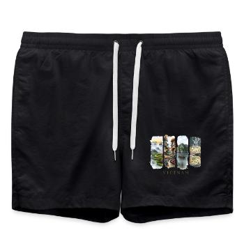 Vietnam Urlaub Travel – Natur & Kultur Motiv - Badeshorts - Schwarz - Vorne - AI Model Male 185 light (185cm)