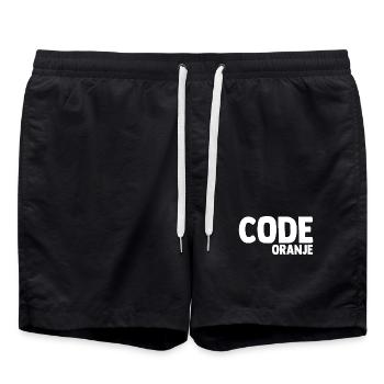 Code Oranje - Nederland - Netherlands Niederlande - Badeshorts - Schwarz - Vorne - AI Model Male 185 light (185cm)