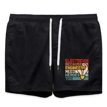 Electrician Heroes: Engineers Need Heroes Electric - Swim Trunks - black - Front - AI Model Male 185 light (185cm)