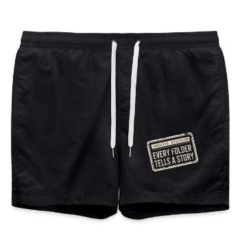 Jeder Ordner erzählt eine Geschichte - Badeshorts - Schwarz - Vorne - AI Model Male 185 light (185cm)