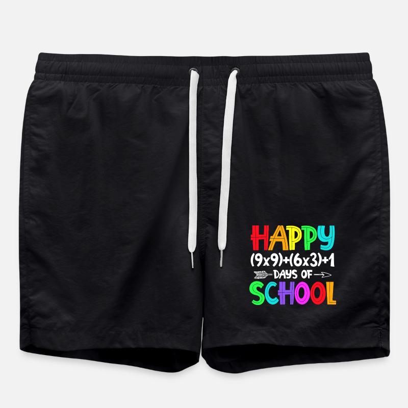 Regenbogenglücklicher Schulanfang - Badeshorts - Schwarz