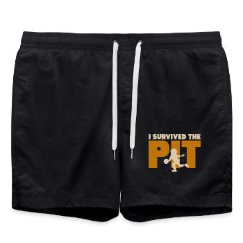 Ich habe die Grube überlebt - Badeshorts - Schwarz - Vorne - AI Model Male 185 light (185cm)
