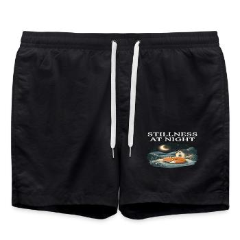 Stille bei Nacht Fuchs-Tier-Cottagecore-Farm - Badeshorts - Schwarz - Vorne - AI Model Male 185 light (185cm)