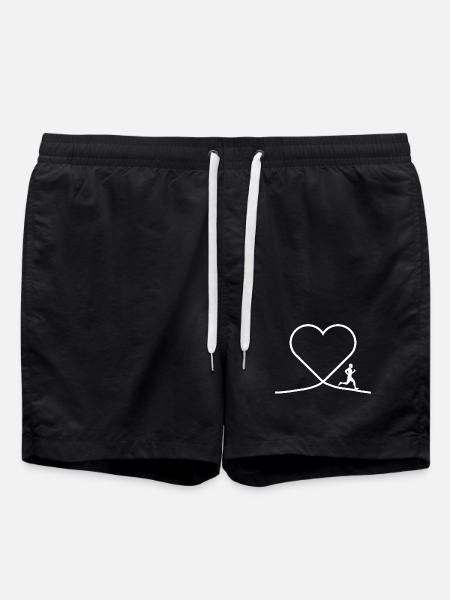 Heart Jogger - Running Jogging Love Design - Swim Trunks - black