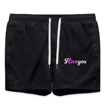 Je t’aime Déclaration d’amour Mariage d’amour - Short de bain - noir - Devant - AI Model Male 185 light (185cm)