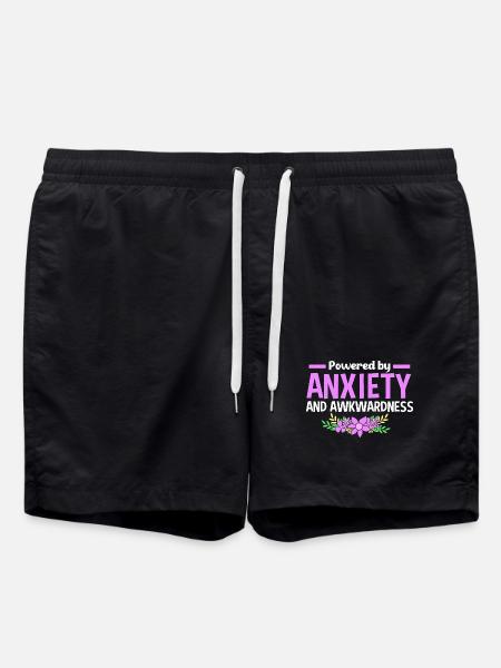 Anxiety Anxious Scaredy Introvert - Swim Trunks - black