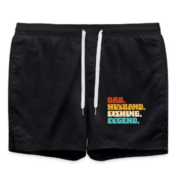 Père, mari, pêcheur, légende - Short de bain - noir - Devant - AI Model Male 185 light (185cm)