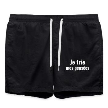 Je trie mes pensées  - Short de bain - noir - Devant - AI Model Male 185 light (185cm)