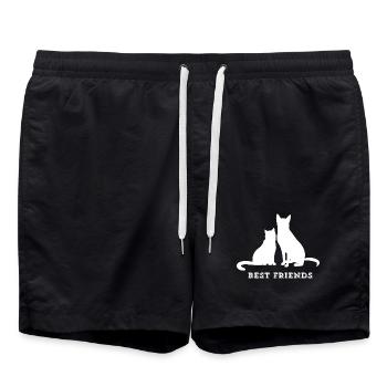 BEST FRIENDS – Katze & Hund Liebe - Badeshorts - Schwarz - Vorne - AI Model Male 185 light (185cm)