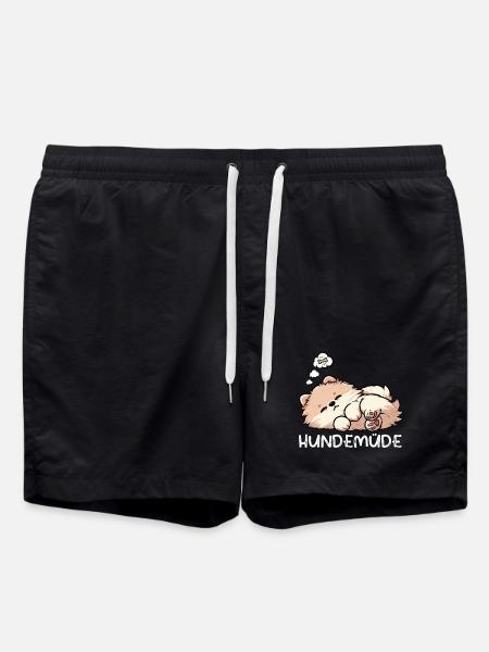Hundemüde Zwergspitz Zwergspitze Spitzhund Spitz - Badeshorts - Schwarz