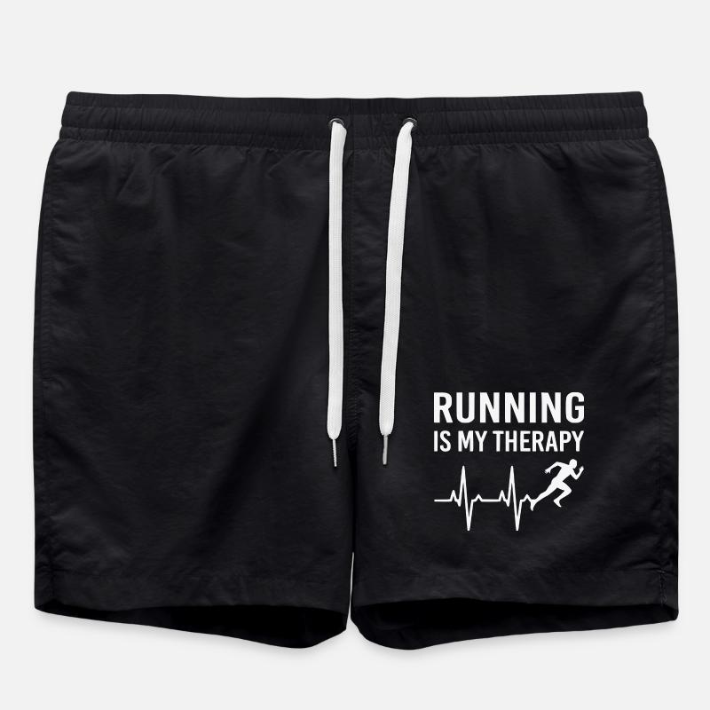 Running Is Therapy Running T-Shirt - Swim Trunks - black
