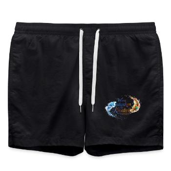 Wenn Gedanken zu Kreativität werden - Schriftzug - Badeshorts - Schwarz - Vorne - AI Model Male 185 light (185cm)