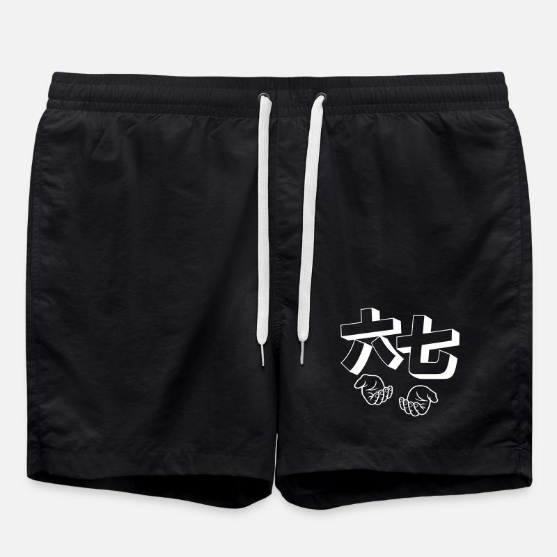 67 "Six Seven" Hands Asia Style - Swim Trunks - black