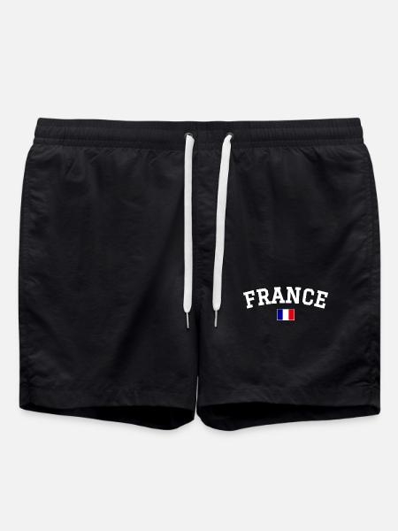 Drapeau français Dessin blanc - Short de bain - noir