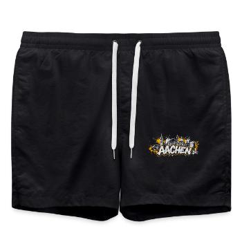 Aachen Graffiti Skyline Shirt - Badeshorts - Schwarz - Vorne - AI Model Male 185 light (185cm)