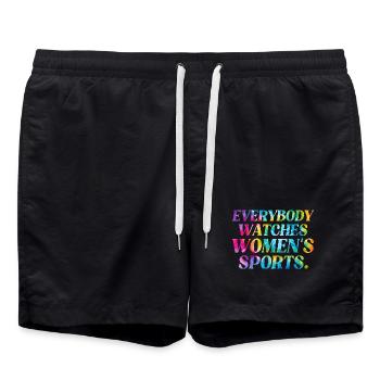 Tie-Dye Typo: Frauen Sport Power - Badeshorts - Schwarz - Vorne - AI Model Male 185 light (185cm)