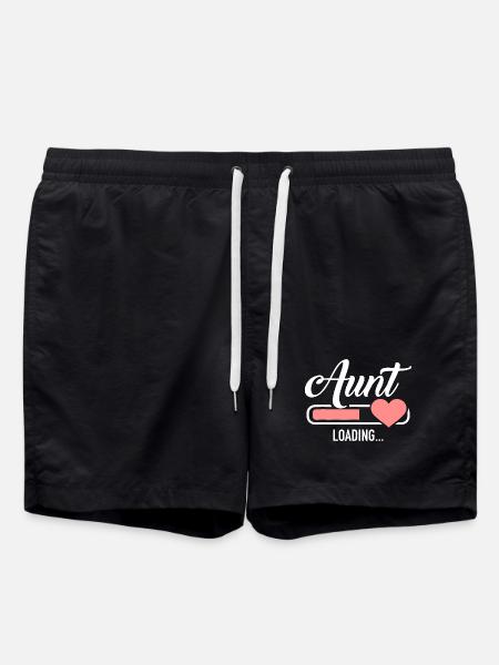 Aunt Loading Heart Graphic - Swim Trunks - black