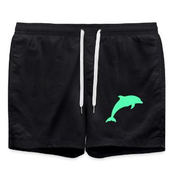 Glowing Dolphin Silhouette - Swim Trunks - black - Front - AI Model Male 185 light (185cm)