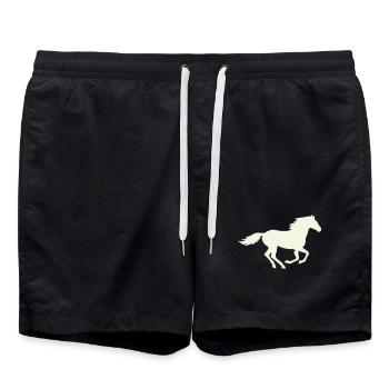 Springender Hengst Silhouette - Badeshorts - Schwarz - Vorne - AI Model Male 185 light (185cm)