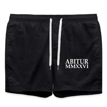 Abi 2026 - ABITUR - Römische Ziffern - Badeshorts - Schwarz - Vorne - AI Model Male 185 light (185cm)