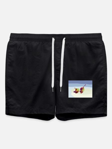Abstract pears on the beach - Swim Trunks - black