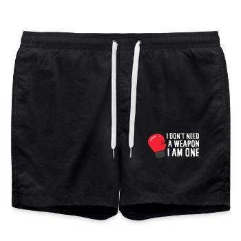 I Am One Boxing Glove Hymne - Badeshorts - Schwarz - Vorne - AI Model Male 185 light (185cm)