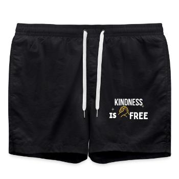 La gentillesse est gratuite – T-shirt minimaliste poignée de main dorée - Short de bain - noir - Devant - AI Model Male 185 light (185cm)