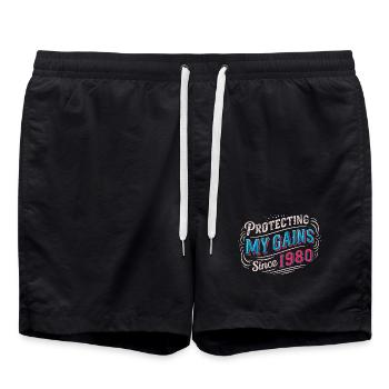 Cadeau vintage Muscle Mommy Shirt 1980 - Short de bain - noir - Devant - AI Model Male 185 light (185cm)