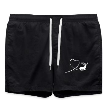 Nature de chevreuils mignons avec silhouette de cœur - Short de bain - noir - Devant - AI Model Male 185 light (185cm)