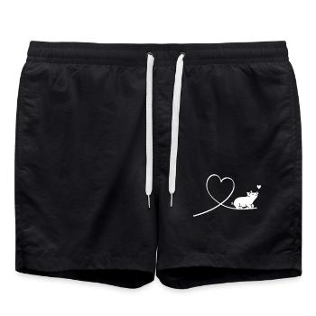 Cochon mignon au cœur Bien-être animal - Short de bain - noir - Devant - AI Model Male 185 light (185cm)