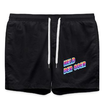 Héros des années 80 Néon rétro - Short de bain - noir - Devant - AI Model Male 185 light (185cm)