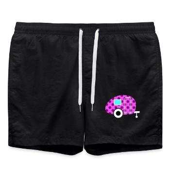 Caravan Wohnwagen rose Dots Punkte Camper Rétro - Short de bain - noir - Devant - AI Model Male 185 light (185cm)