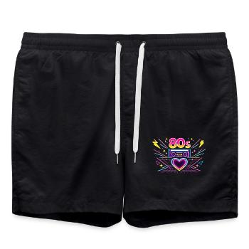 Boombox Heart des années 80 au néon - Short de bain - noir - Devant - AI Model Male 185 light (185cm)
