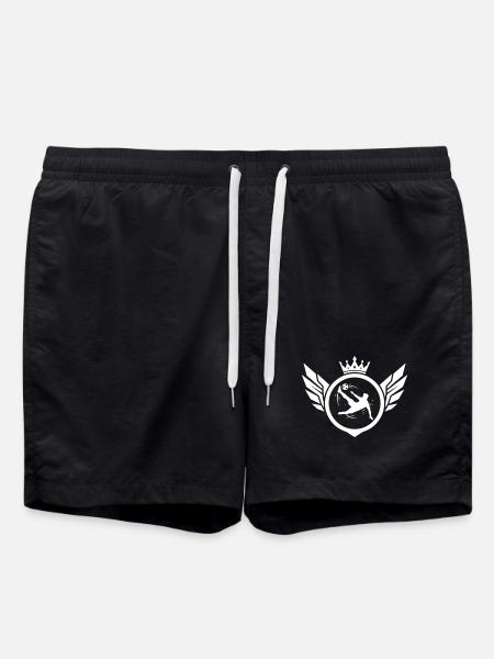 Fussballer Fallrückzieher Wappen - Badeshorts - Schwarz