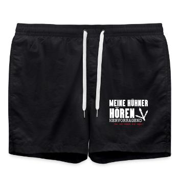 Hühnerflüsterer Huhn Hühnerhalter Hühner - Badeshorts - Schwarz - Vorne - AI Model Male 185 light (185cm)